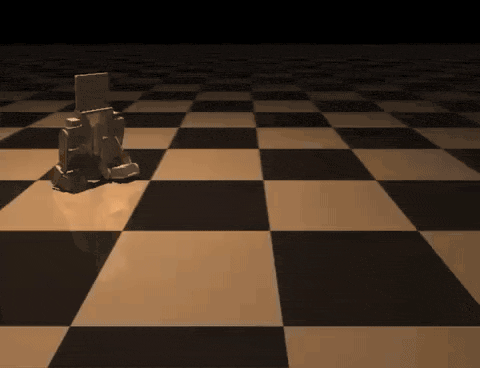 Animated simulated robot stuck in a different degenerate collapsed pose