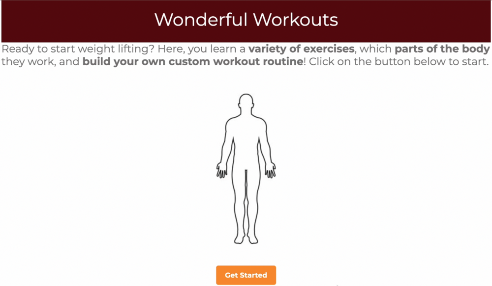 Wonderful Workouts homepage